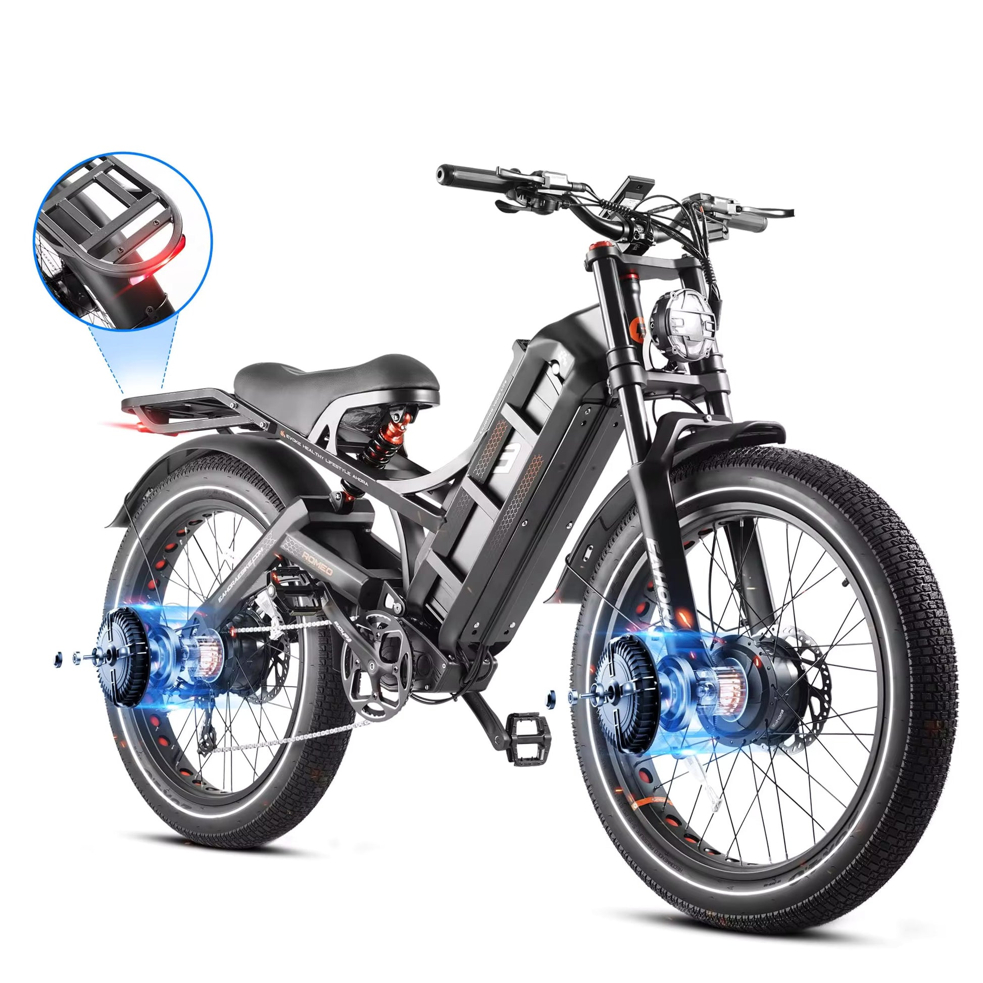 Eahora Romeo Pro 2: 3000W (1500W x 2) 52W 60Ah 100Nm roue de 26 pouces Display avec navigation