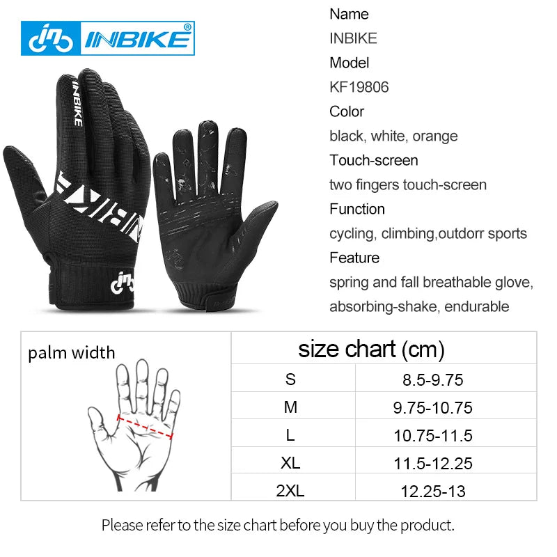 Gants INBIKE tactile Antichoc Plein Doigt Réfléchissant Printemps Automne