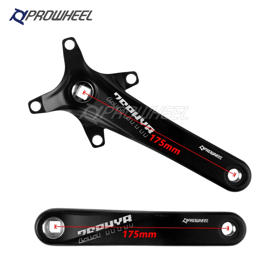 PROWHEEL 104BCD Manivelles à trou carré pour vélo et plateaux étroits, pédalier VTT, 170mm, 175mm, 30 T, 32 T, 34 T, 36 T, 38 T, 40 T, 42 T, 44 T, 46 T, 48 T, 50 T, 52T