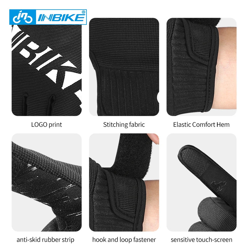 Gants INBIKE tactile Antichoc Plein Doigt Réfléchissant Printemps Automne