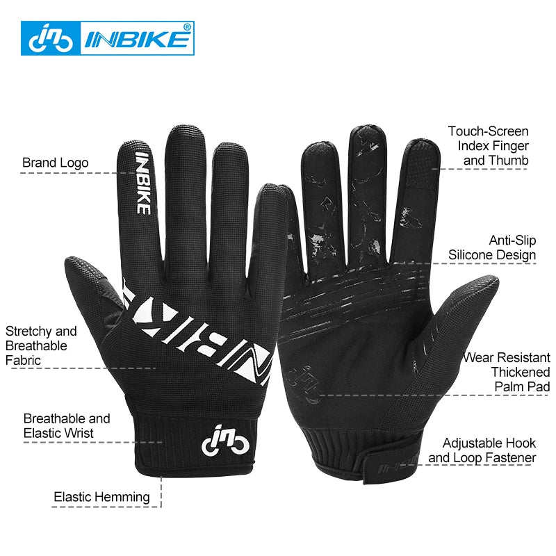 Gants INBIKE tactile Antichoc Plein Doigt Réfléchissant Printemps Automne