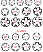 Plateau WUZEI (PROWHEEL) diamètre 110/130 mm BCD, 50 T, 52 T, 54 T, 56 T, 58 T, 60T.