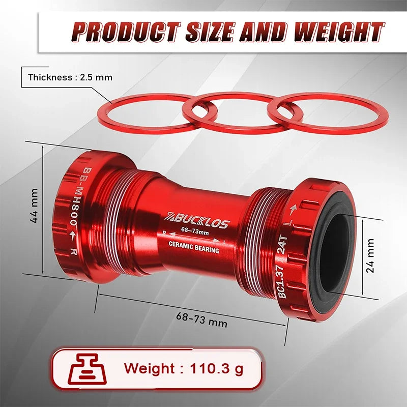 Boitier de pédalier BUCKLOS BSA BB68/73 support inférieur 24mm en alliage d'aluminium