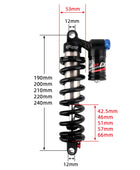 Fastace Amortisseur de suspension arrière pour vélo de descente, dimensions 190/200/210/220/240mm, applicable aux vélos électriques VTT, etc.