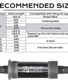 Boitier de pédalier BUCKLOS BB68 support inférieur fileté 110.5/113/116/118/120/122.5/124.5/127mm