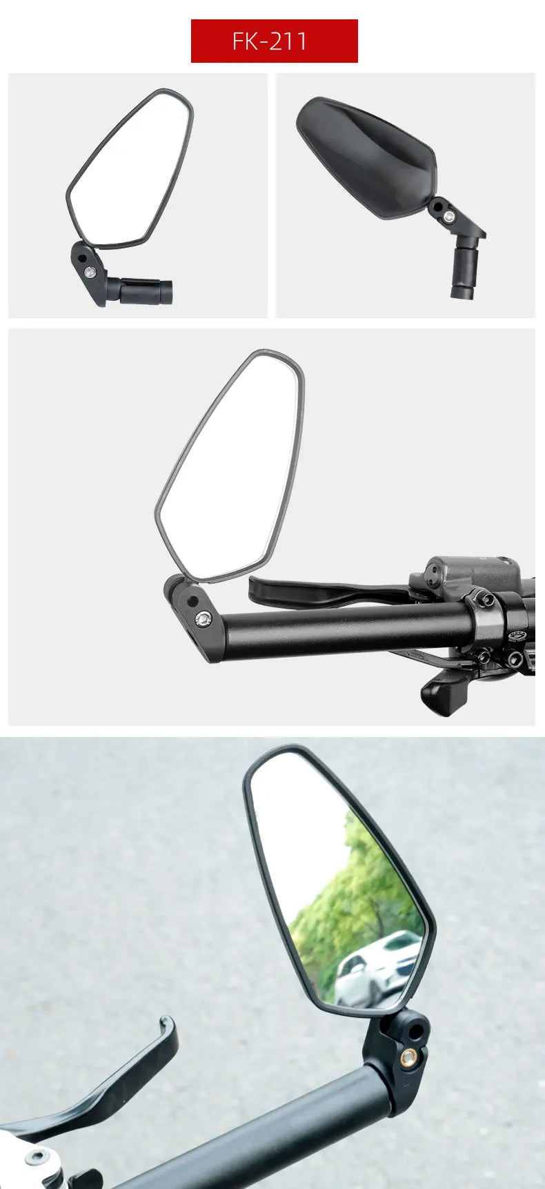 Miroir de vélo universel, installation gauche droite, lentille convexe ou plate, 1 pièce