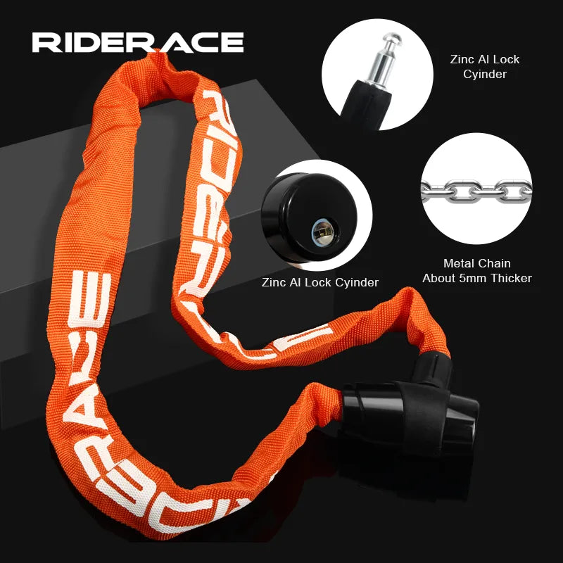 Antivol RIDERACE Bicycle Chain Lock Portable Anti-theft High Security MTB Mountain Bike Lock With 2 Keys For Scooter Electric E-Bike