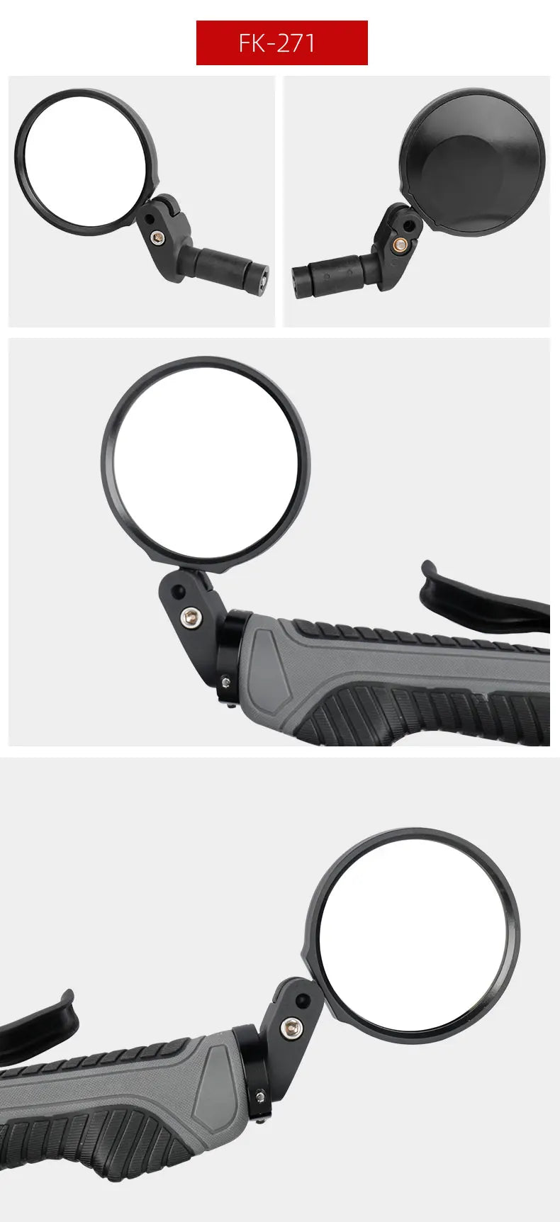 Miroir de vélo universel, installation gauche droite, lentille convexe ou plate, 1 pièce