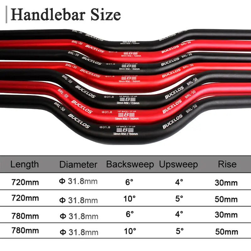 Guidon BUCKLOS 25.4mm 31.8mm Guidon de vélo 620/660/720/780mm, ultraléger Type M vtt BMX