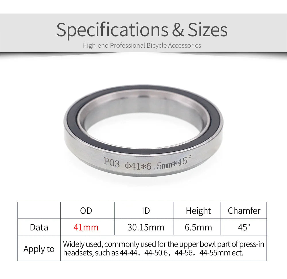 Roulements de direction: 28.6mm, 44mm, 30mm, 41/41mm, 8mm, 47mm, 49mm, 51mm, 52mm