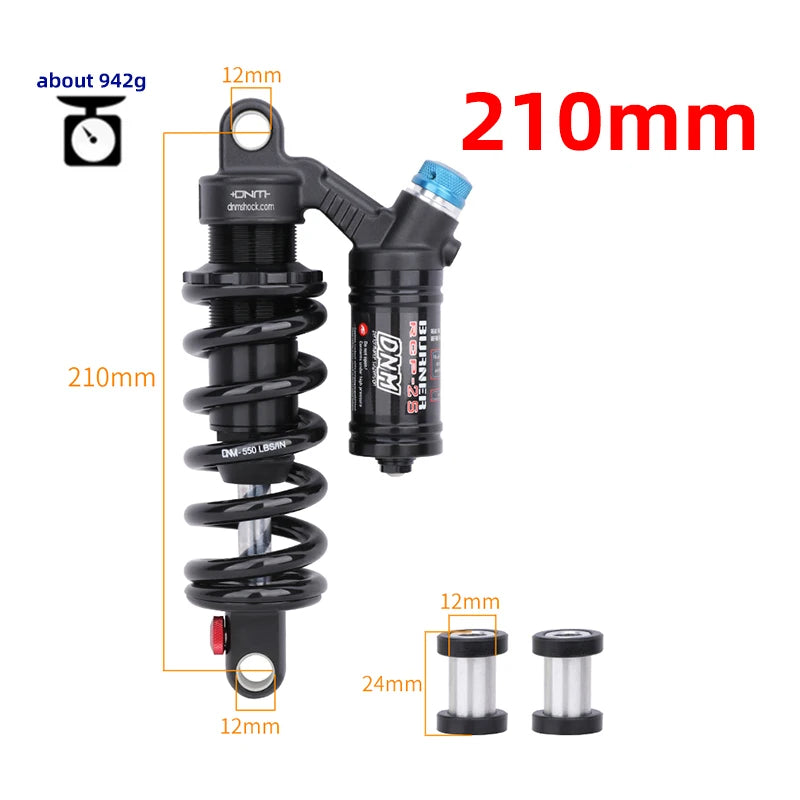 DNM RCP2S Amortisseur arrière de vélo, 165mm, 190mm, 200mm, 210mm, 220mm, 240mm