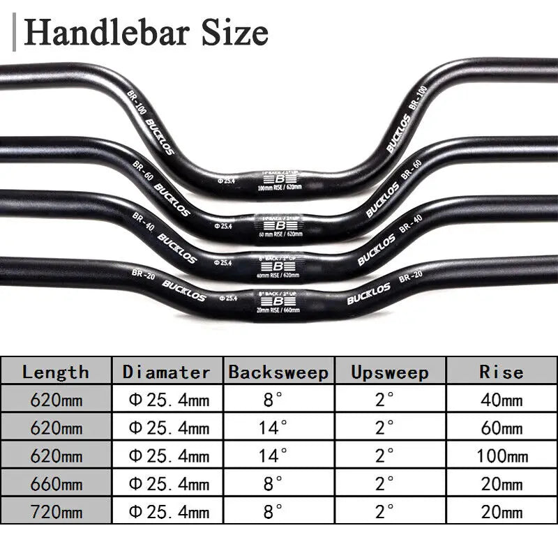 Guidon BUCKLOS 25.4mm 31.8mm Guidon de vélo 620/660/720/780mm, ultraléger Type M vtt BMX