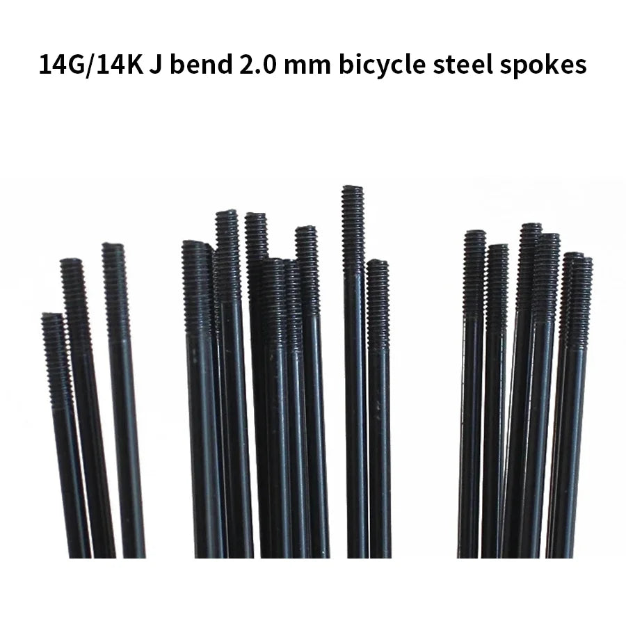 Rayons en acier HONGBO pour fat bike et VTT, 36 pièces, haute résistance 14G, couleur noire, 170mm-300mm, BZN001