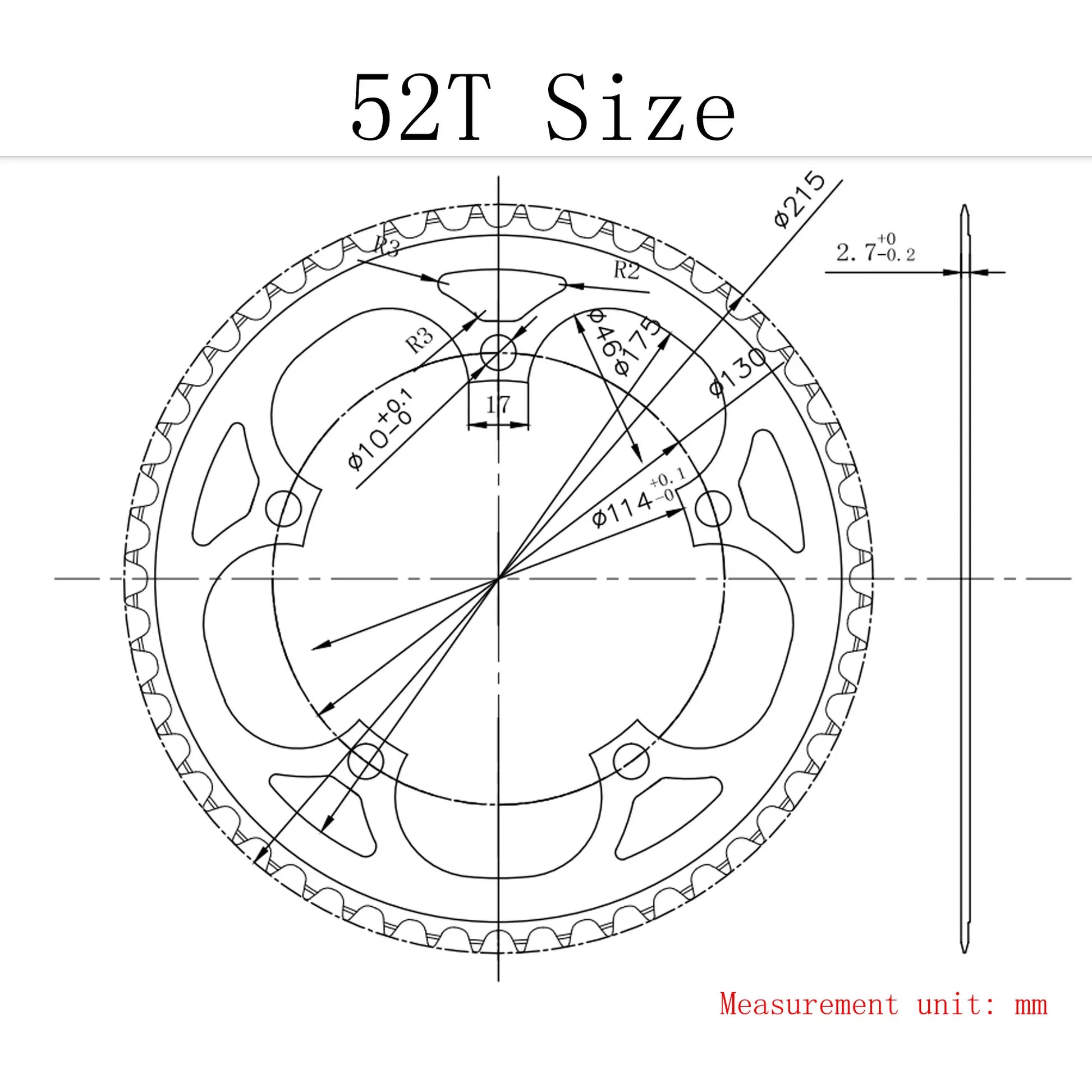 Plateau Prowheel 130BCD 52T 53T plateau simple pour 9/10/11/12 vitesses