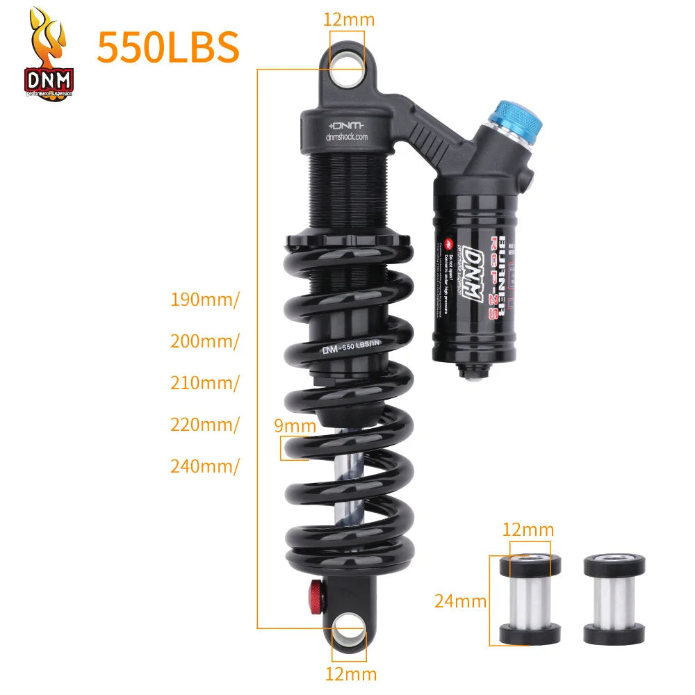 DNM RCP2S Amortisseur arrière de vélo, 165mm, 190mm, 200mm, 210mm, 220mm, 240mm