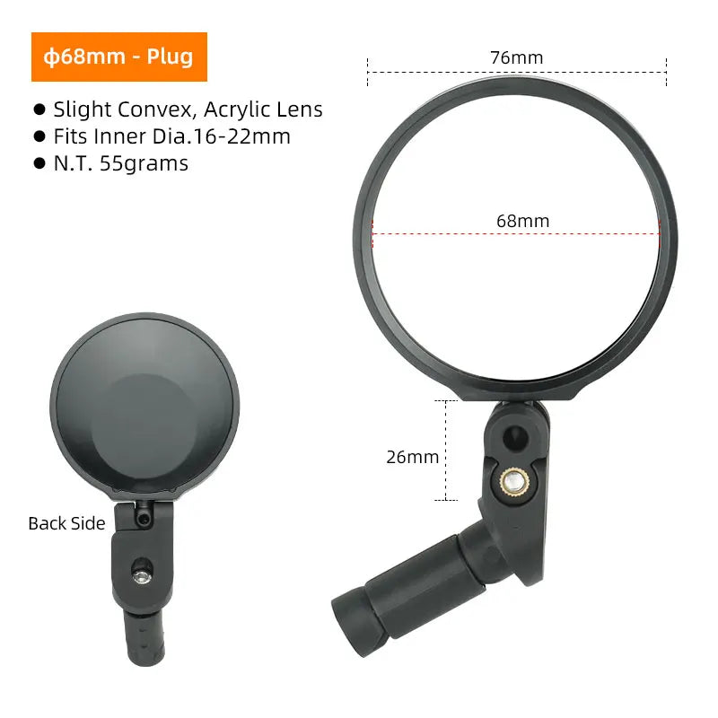 Miroir de vélo universel, installation gauche droite, lentille convexe ou plate, 1 pièce