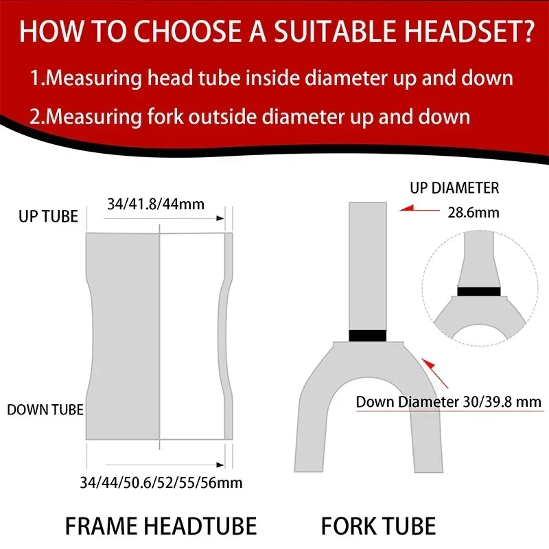 Casque de direction BUCKLOS à double roulement 34mm, 44mm, fourche de 28.6mm, 44-50.6mm, 55mm, 56mm