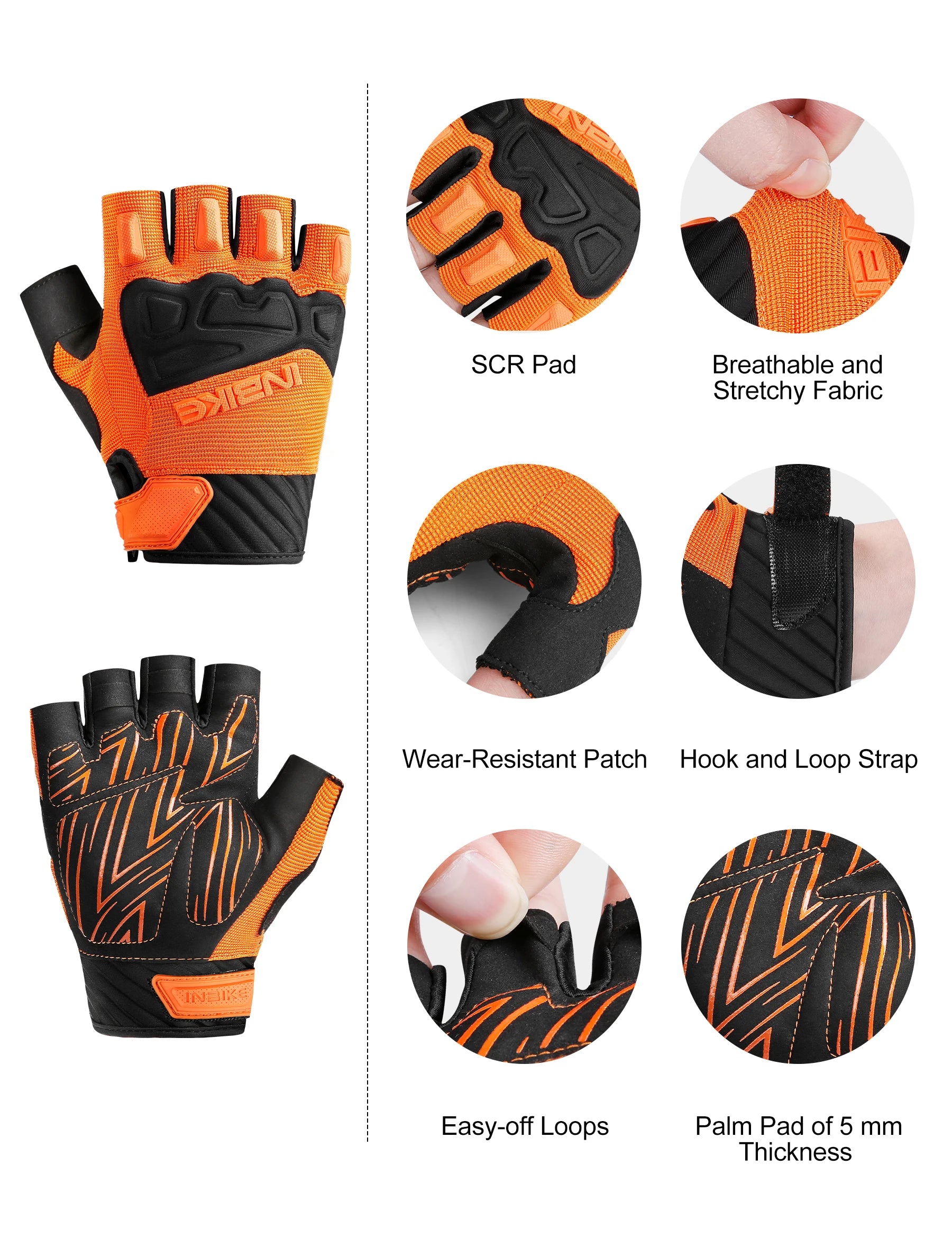 Gants INBIKE MH010 Gants de cyclisme d'été à demi-doigts pour hommes et femmes respirants