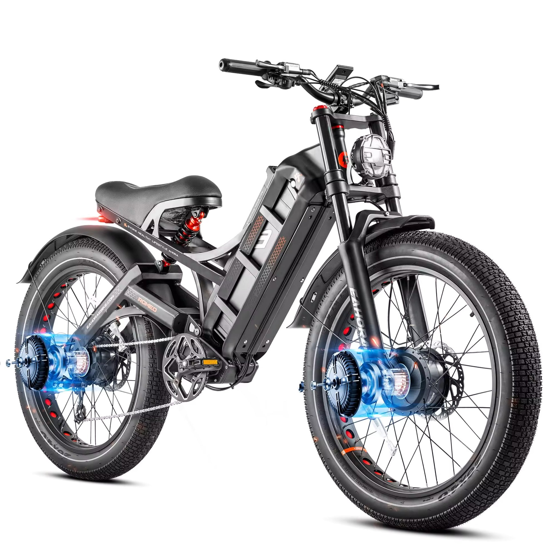Eahora Romeo Pro 2: 3000W (1500W x 2) 52W 60Ah 100Nm roue de 26 pouces Display avec navigation