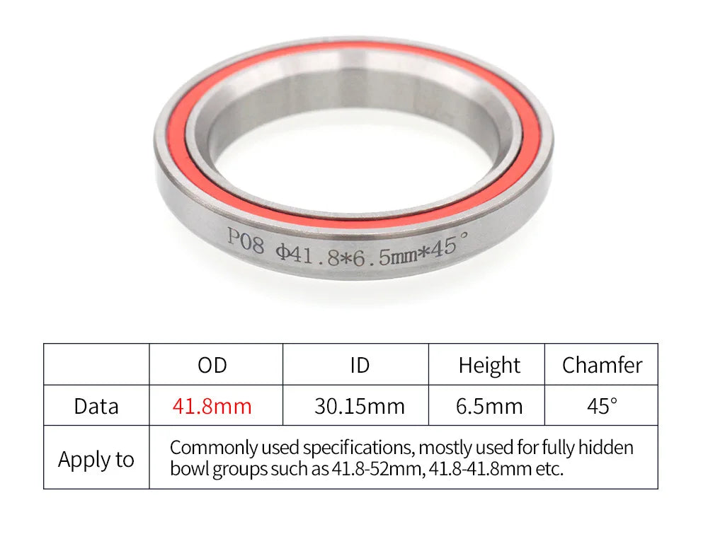 Roulements de direction: 28.6mm, 44mm, 30mm, 41/41mm, 8mm, 47mm, 49mm, 51mm, 52mm