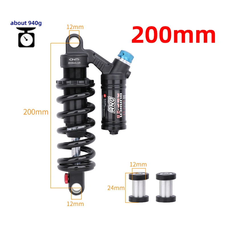 DNM RCP2S Amortisseur arrière de vélo, 165mm, 190mm, 200mm, 210mm, 220mm, 240mm