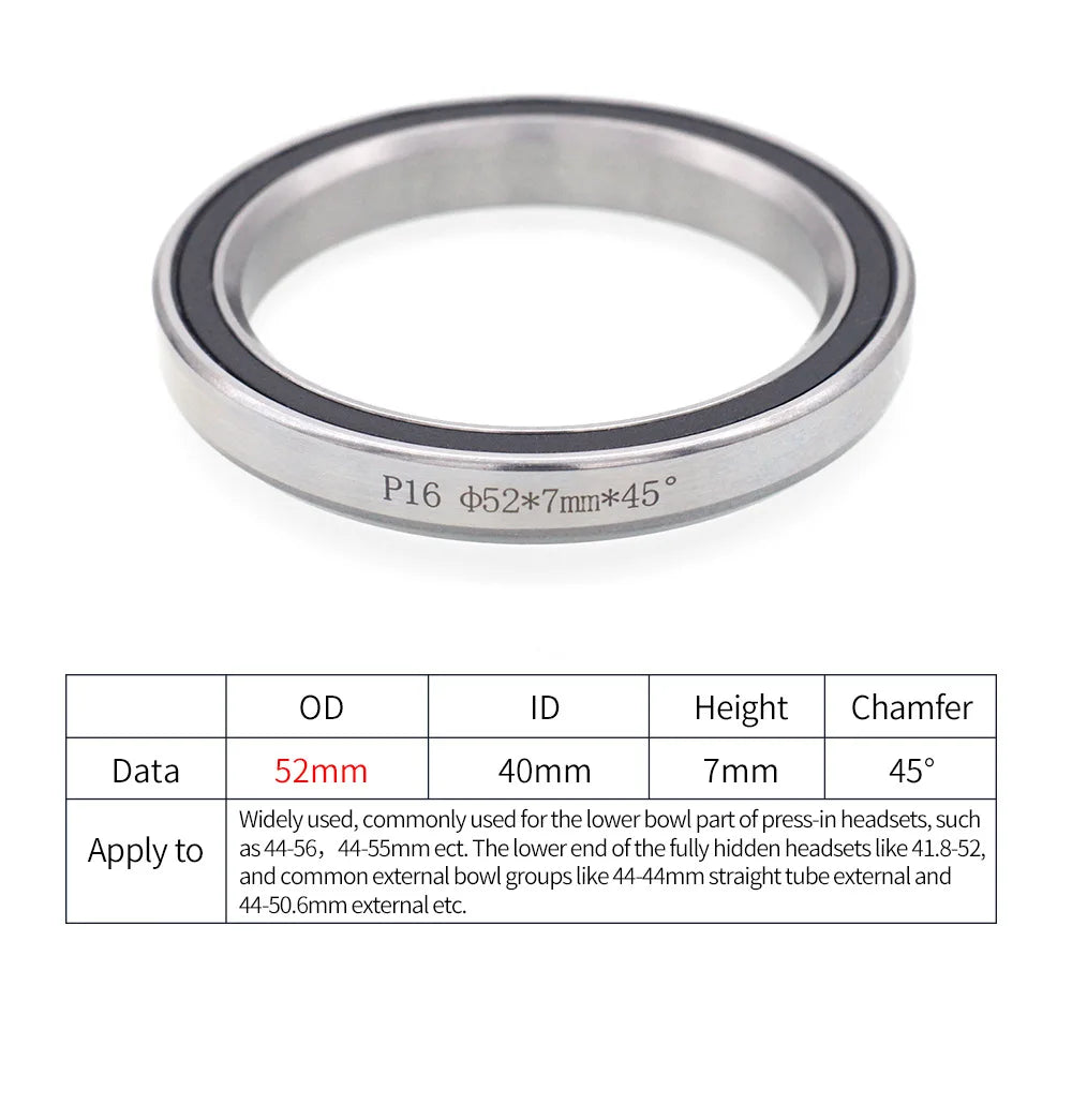 Roulements de direction: 28.6mm, 44mm, 30mm, 41/41mm, 8mm, 47mm, 49mm, 51mm, 52mm