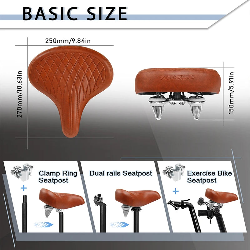 Selle de vélo surdimensionnée et ergonomique BUCKLOS confortable selle de vélo à Absorption des chocs
