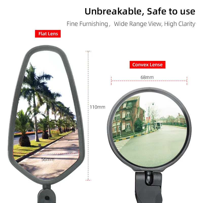 Miroir de vélo universel, installation gauche droite, lentille convexe ou plate, 1 pièce