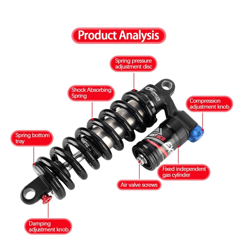Fastace Amortisseur de suspension arrière pour vélo de descente, dimensions 190/200/210/220/240mm, applicable aux vélos électriques VTT, etc.