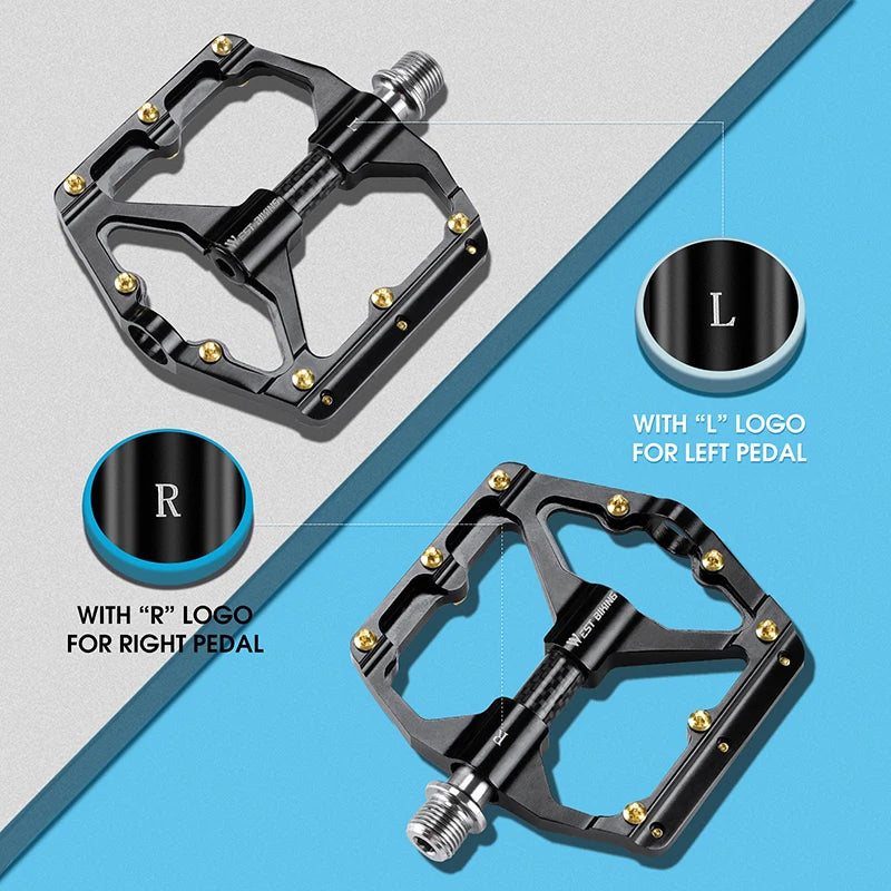 Pédales de vélo en métal Ultra légères pour VTT, vélo de Route, 3 roulements étanches, pédales antidérapantes pour VTT avec Grande Surface de Contact et Filetage 9/16 Pédales de vélo en métal Ultra légères pour VTT, vélo de Route, 3 roulements étanches, pédales antidérapantes pour VTT avec Grande Surface de Contact et Filetage 9/16