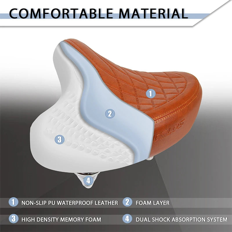 Selle de vélo surdimensionnée et ergonomique BUCKLOS confortable selle de vélo à Absorption des chocs
