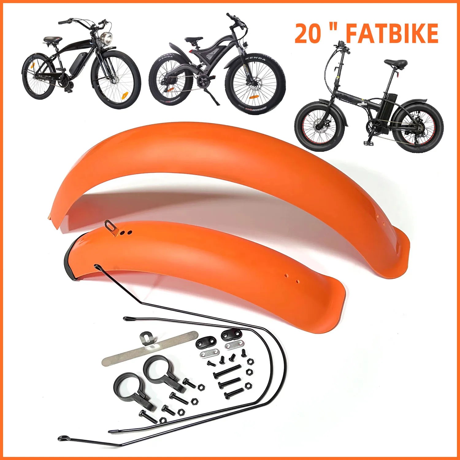 Garde boue Fat Bike 20/24/26"x4.0 Noir, Gris, Orange