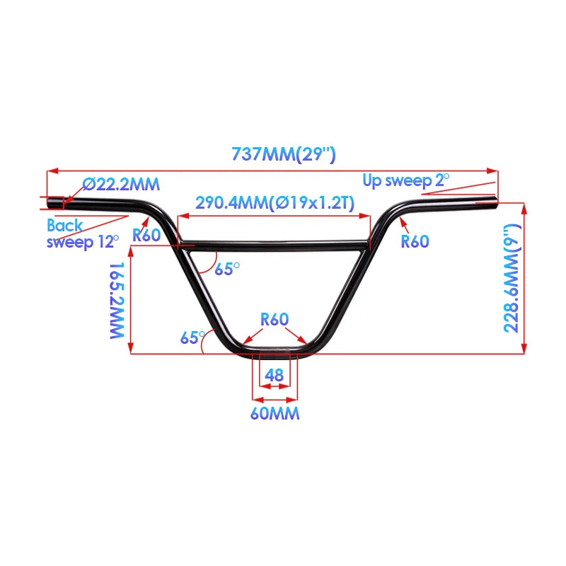 Guidon Funsea BMX largueur 737mm