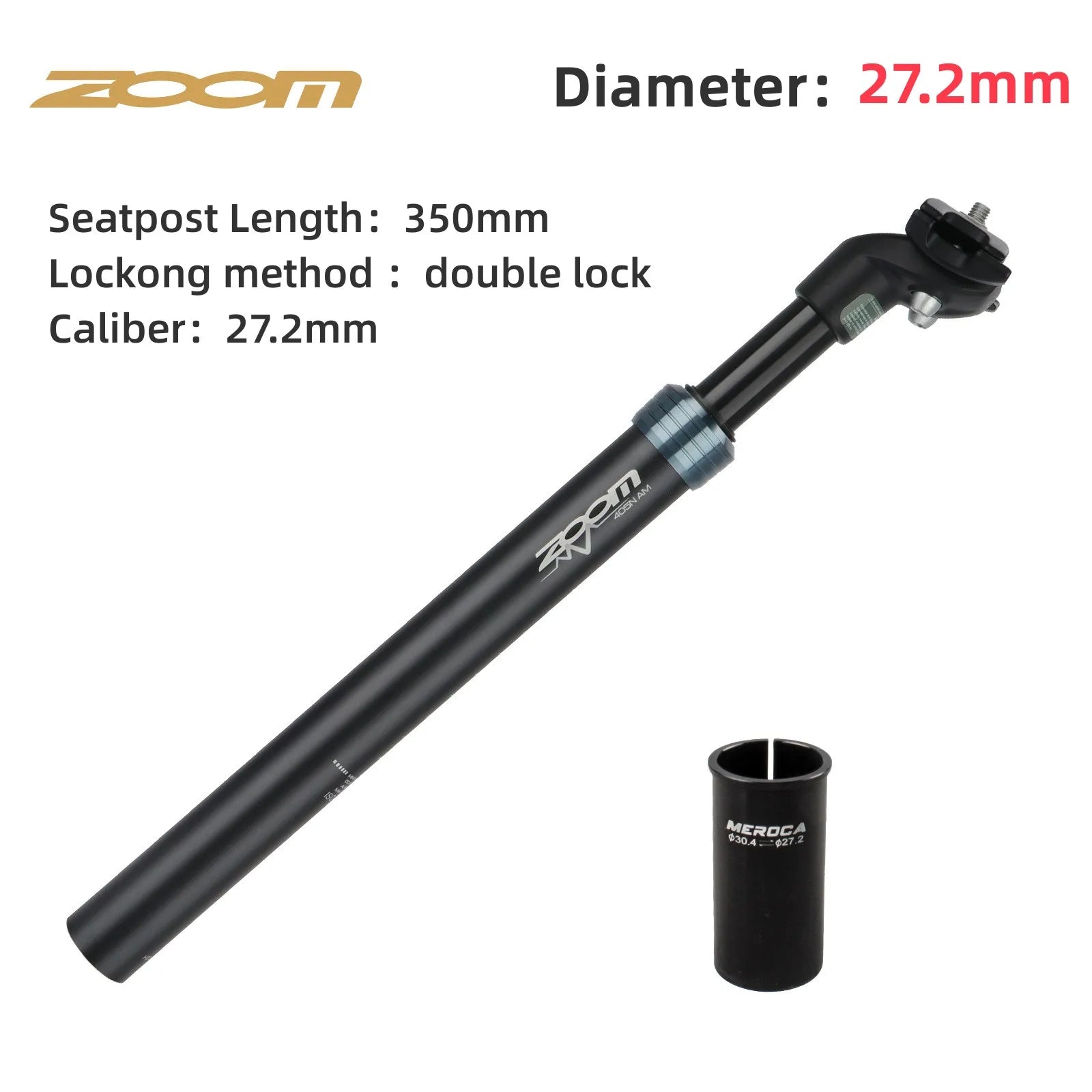 Tige de selle ZOOM avec amortisseur diamètre 27.2/28.6/30.0/30.4/30.8/30.9/31.6/33.9mm