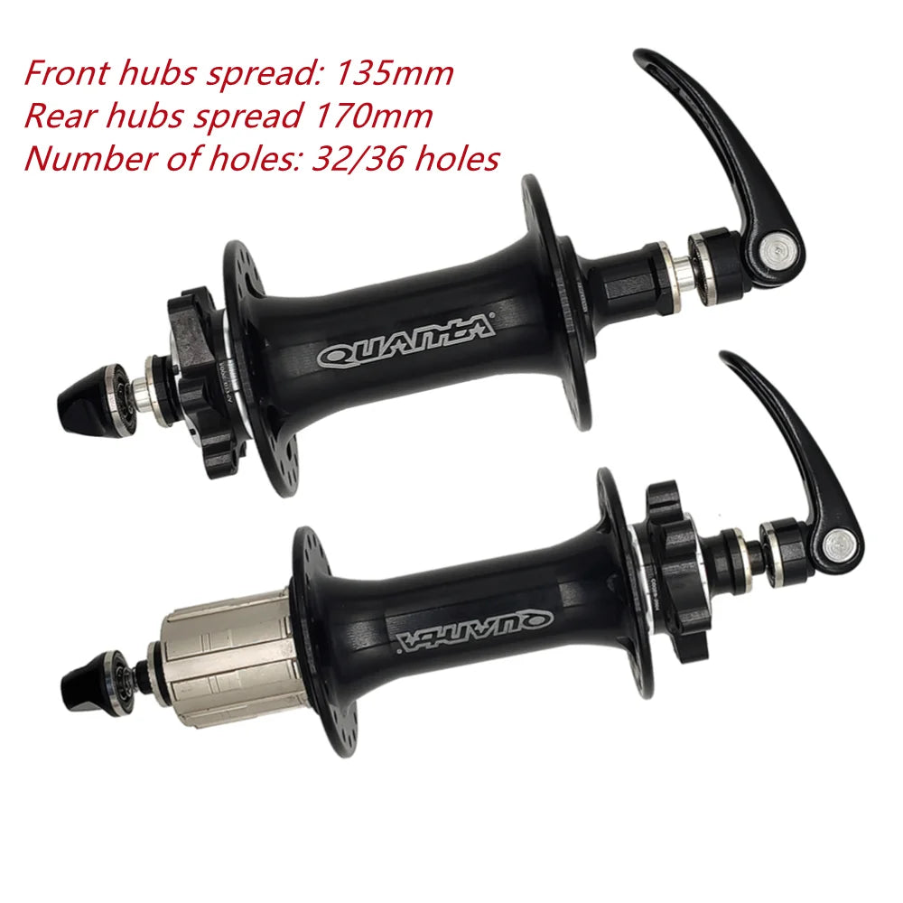 Roulement moyeux QUANTA 32/36 trous pour rayons, frein à disque, axe 135/150/170/190mm