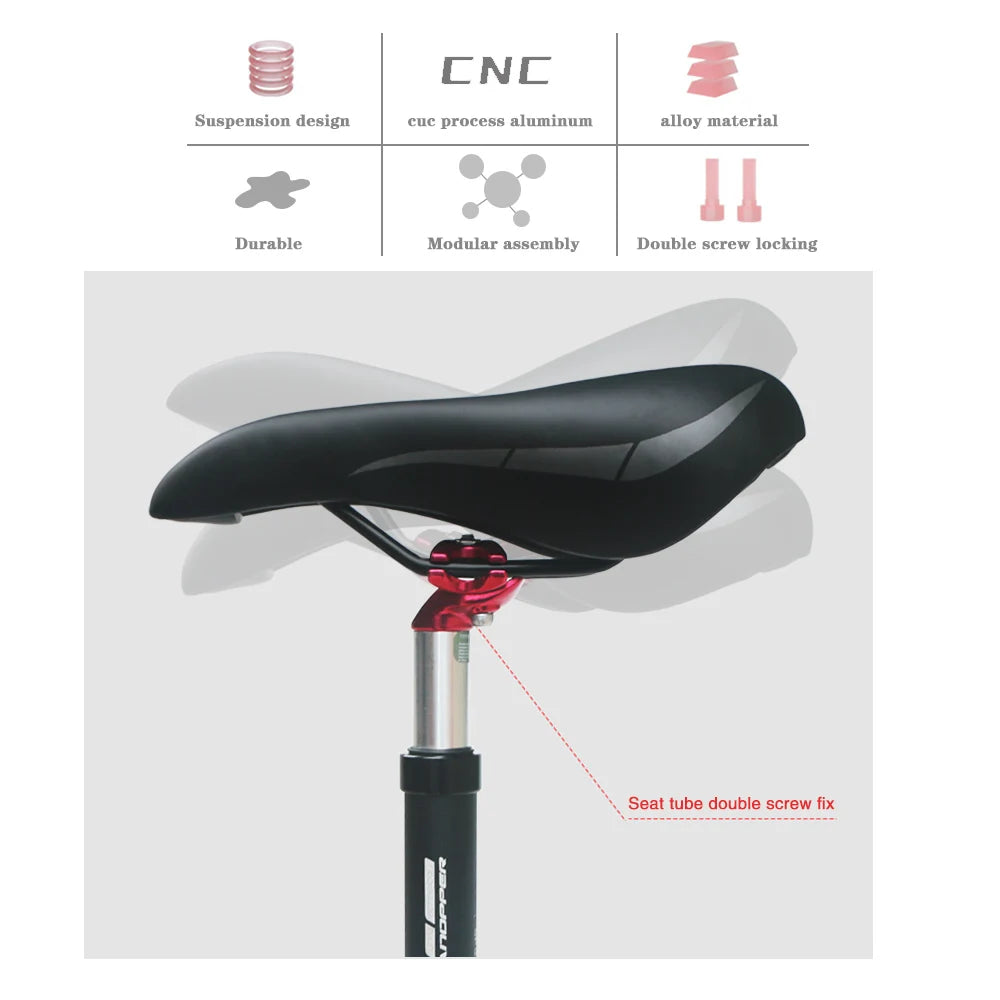 GANOPPER ZWING M-Tige de selle à suspension, diamètre 25.4, 27.2, 28.6, 30.4, 30.9, 31.6, 33.9mm