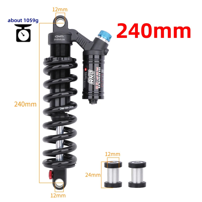 DNM RCP2S Amortisseur arrière de vélo, 165mm, 190mm, 200mm, 210mm, 220mm, 240mm