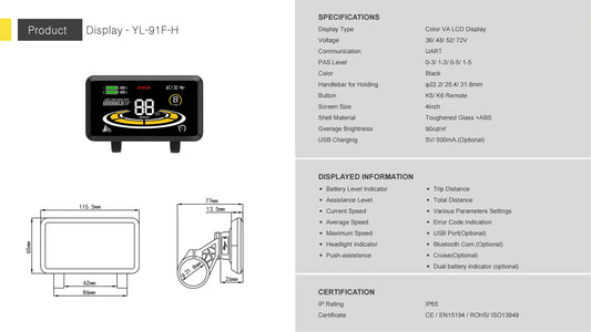 Display YOLIN personnalisable: YL-91F-H / 91F-V